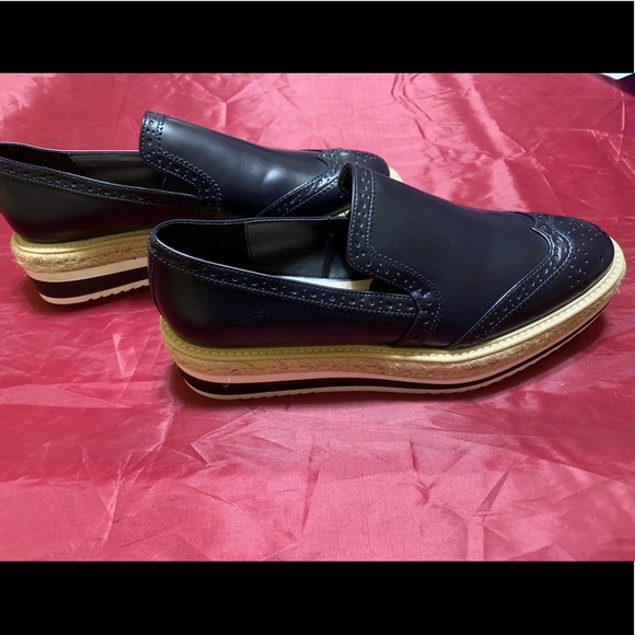 navy platform loafers